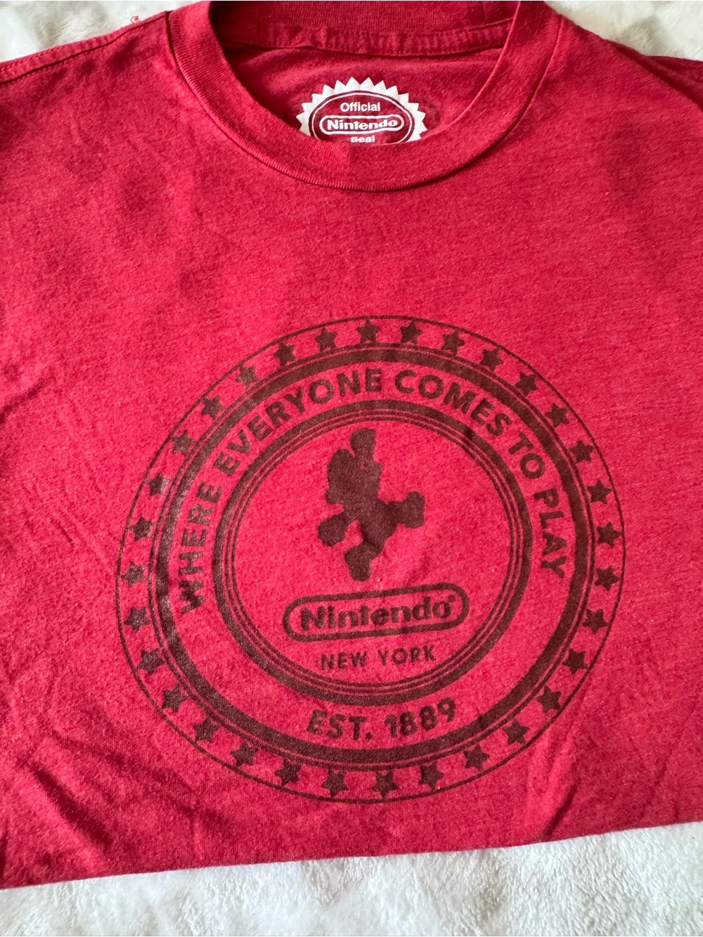Nintendo Red Tee with White Official Seal Print